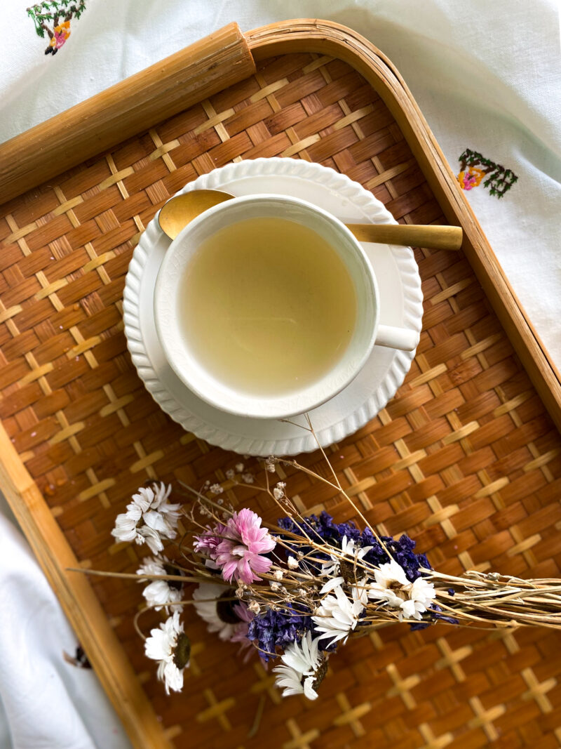 vintage tea cup vintage rattan tray