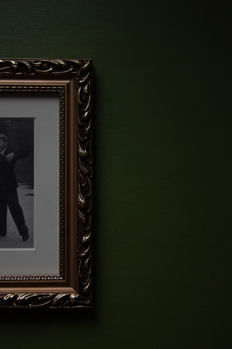 dancing couple on ice framed old photograph