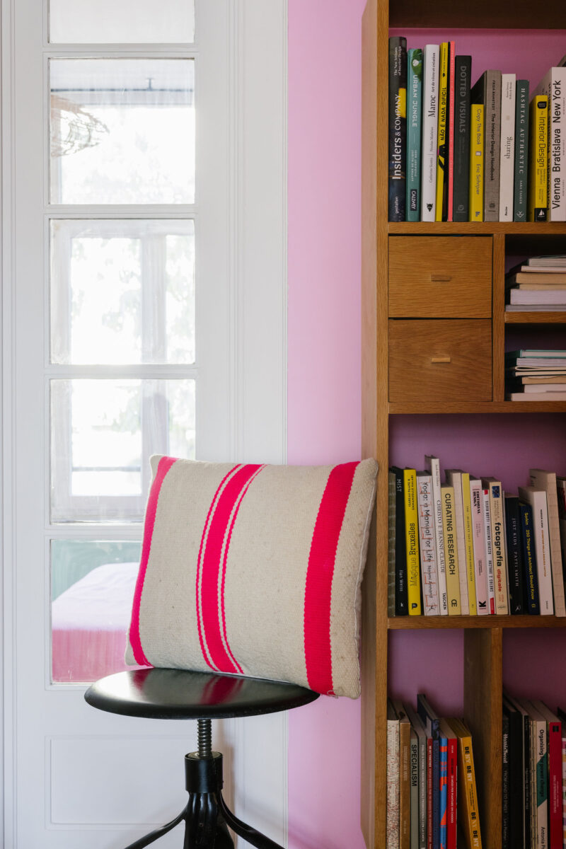 pink and white moroccan cushion cover